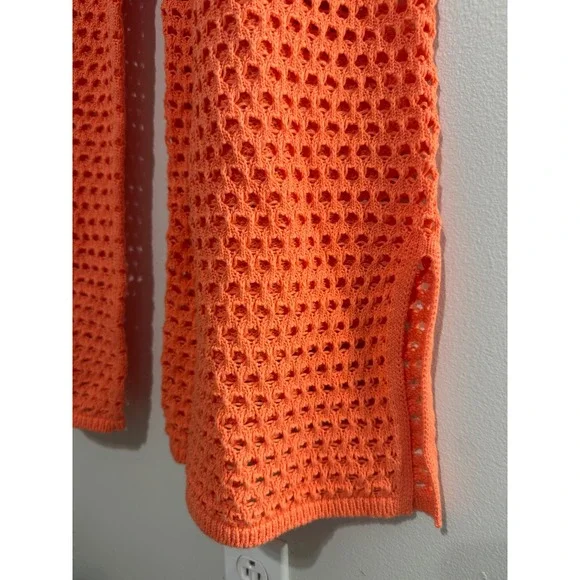 NWT Aerie AEO Orange Crochet Vacay Wide Leg Beach CoverUp Drawstring Waist Large - Picture 4 of 11
